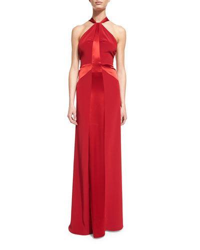 Halter Satin-strip Gown