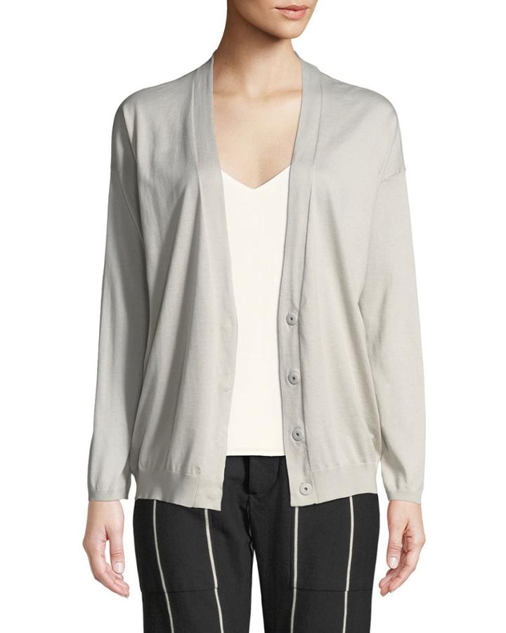 Button-front Cotton Cardigan