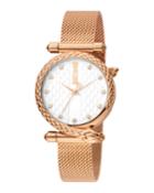 32mm Glam Chic Snake Watch W/ Mesh Strap, Rose/white
