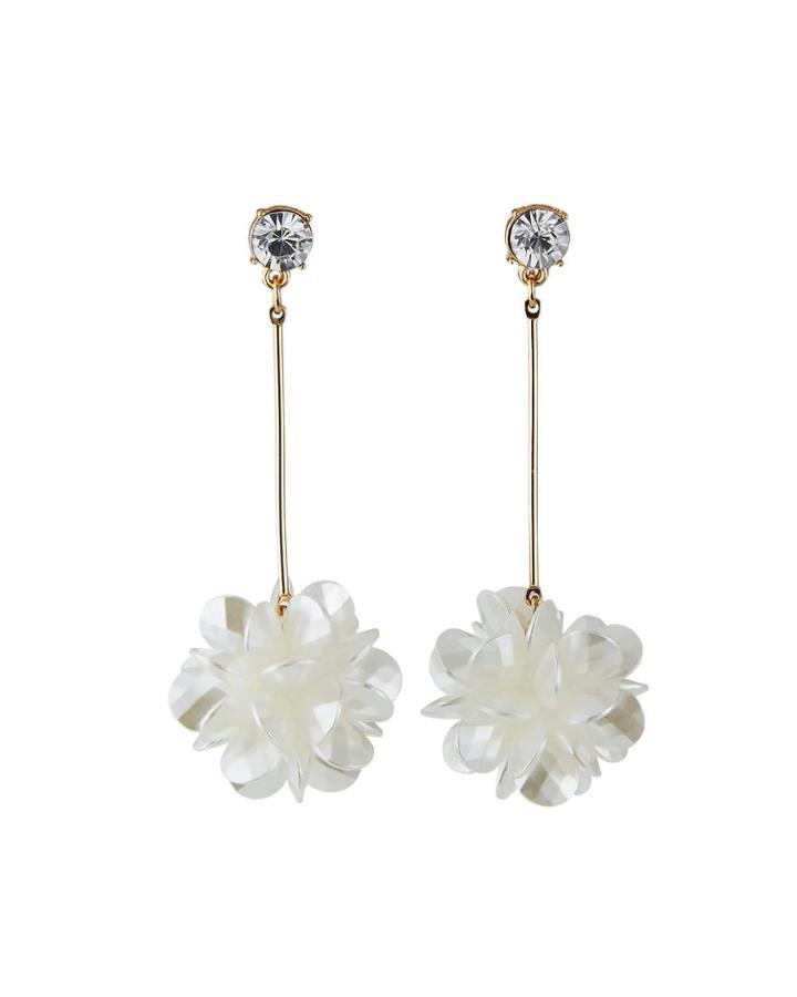Linear Pearly Flower Earrings