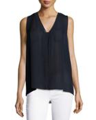 Pinked-edge High-low Sleeveless Blouse, Coastal