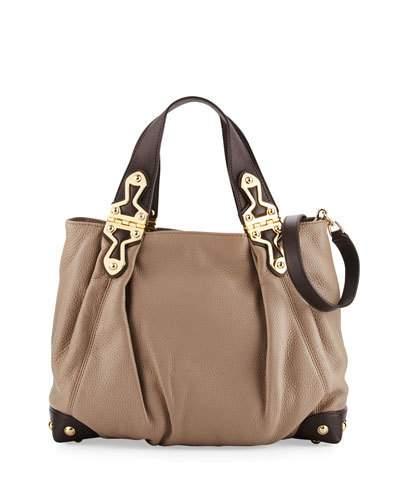 Joplin Leather Studded Tote Bag, Taupe/coffee