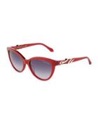 Crystal Snake-wrapped Cat-eye Sunglasses, Red