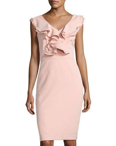 Ruffle-trim Sheath Dress, Blush