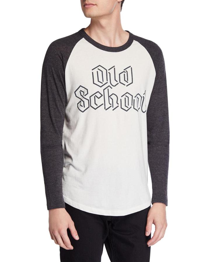 Men's Old School Raglan-sleeve Baseball T-shirt