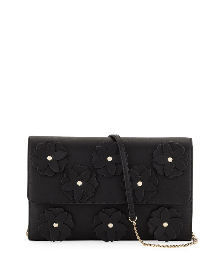 3d Floral Flap Clutch Bag With Chain