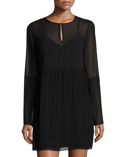 Pleated-trim Cocktail Dress