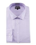 Men's Trim-fit Regular-finish Solid Check Textured Dress Shirt,