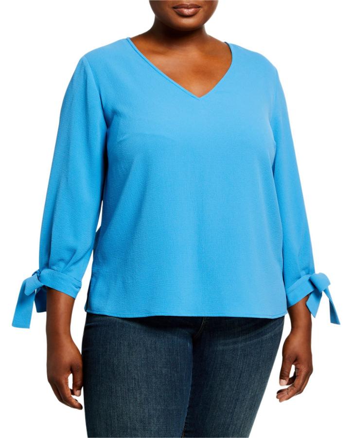 Plus Size 3/4-sleeve V-neck Blouse