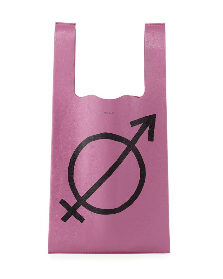 Men's All Gender Leather Grocery Tote Bag