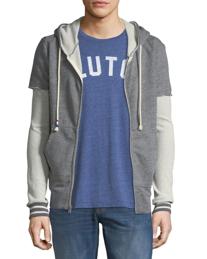 Men's Thermal-sleeve Front-zip Hoodie