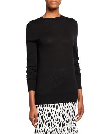 Extrafine Merino Wool Jersey Knit Crewneck