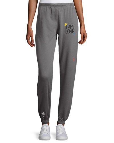 I Am Love Fleece Stretch Pants, Gray