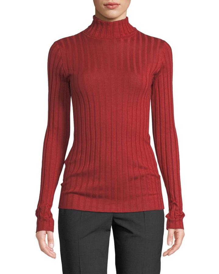 Cashmere-silk Ribbed Turtleneck