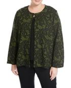 Floral-print Knit Jacket, Green,