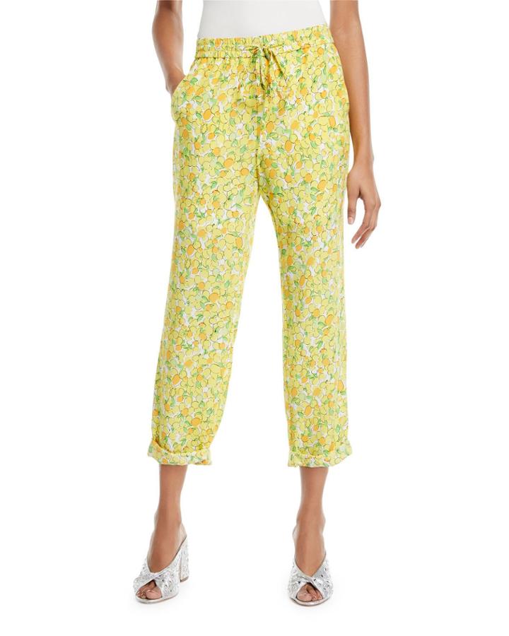 Lemon-print Crop Pants