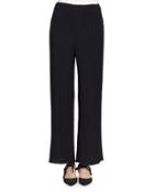 Pleated Wide-leg Suiting Pants, Black