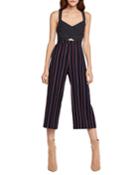 Mixed Media Overall Cropped Jumpsuit