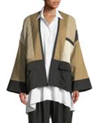 Linen-blend Patchwork Kimono Jacket