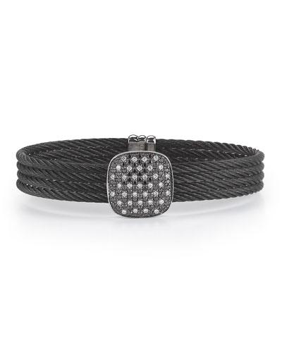 Four-row Mixed Pave Diamond Bracelet, Black,