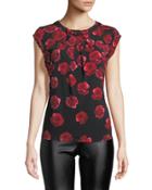 Floral-print Cap-sleeve Blouse