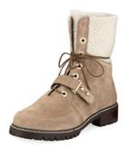 Sport Suede Shearling Hiker Boot, Taupe