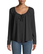 Long-sleeve Bow-neck Modal Jersey Top