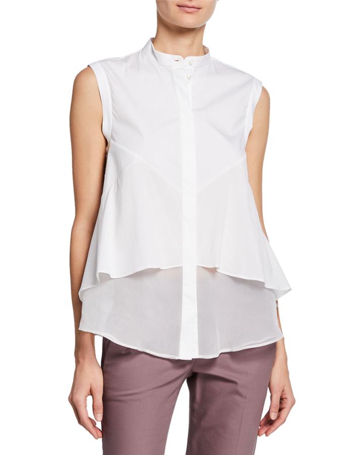 Cotton Poplin Sleeveless Blouse