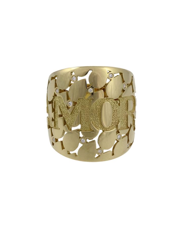 Pasquale Bruni 18k Yellow Gold Cruise Diamond Amore Band Ring, Size