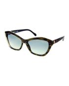 Square Plastic Sunglasses, Black/smoke