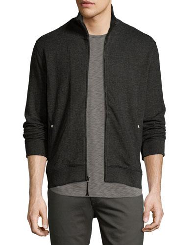 Ribbed Track Jacket, Charcoal