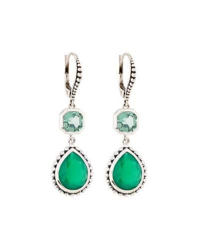 Green Quartz & Agate Dangle Earrings