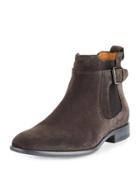 Aston Suede Buckled Boot, Graphite