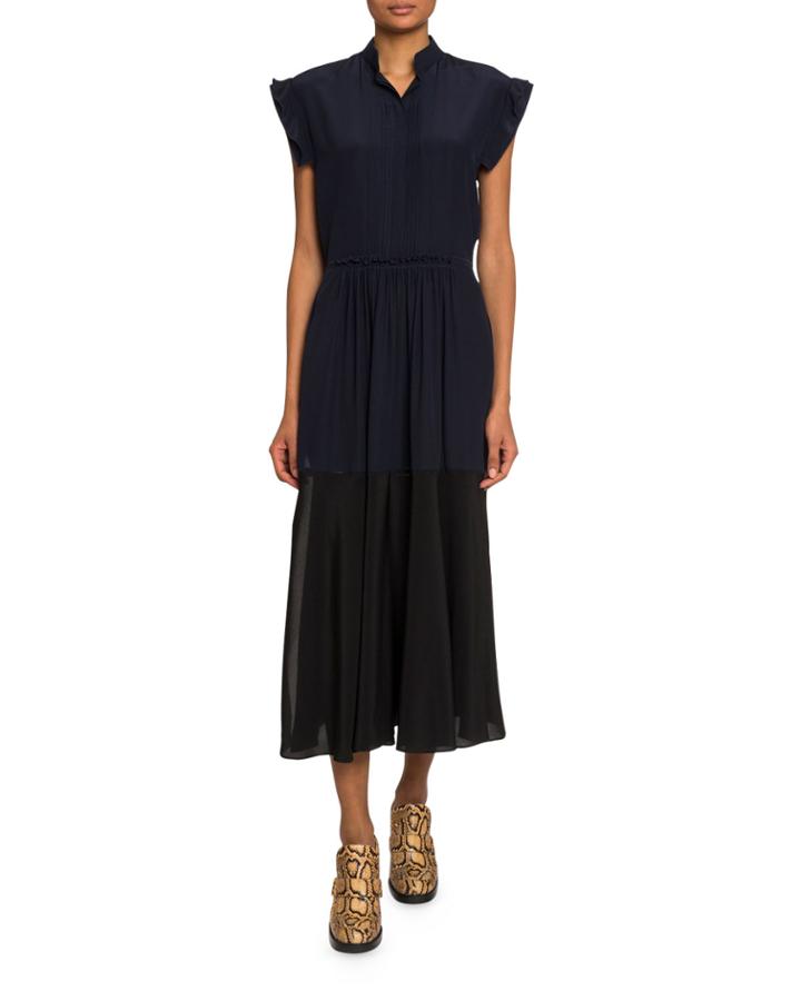 Mock-neck Crepe De Chine