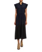 Mock-neck Crepe De Chine