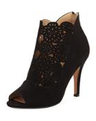 Gallant Open-toe Laser-cut Bootie, Black