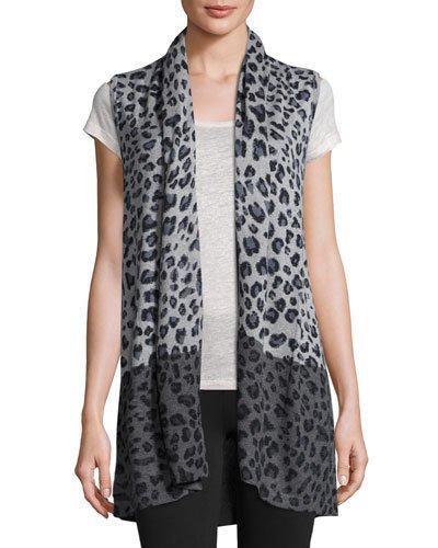 Leopard-print Cashmere-blend Vest, Gray