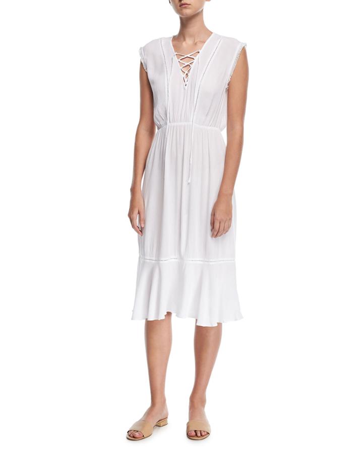 Lace-front Midi Coverup Dress