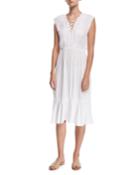 Lace-front Midi Coverup Dress