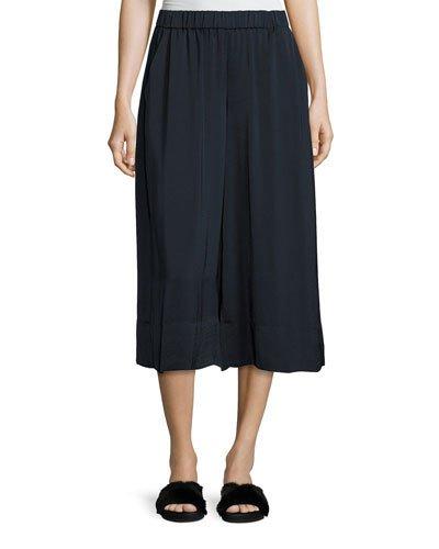Wide-leg Culotte Pants, Blue