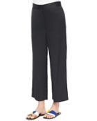 Straight-leg Cropped Pants, Navy