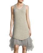 Sleeveless Cashmere And Tulle Dress
