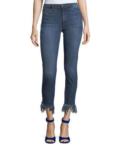 Charlie Shredded-hem Straight-leg Ankle Jeans