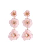Enamel Flower Drop Earrings, Pink