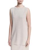 Mock-neck Sleeveless Washable Crepe Tunic,