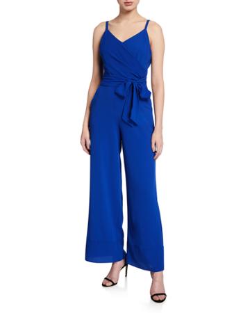 Sleeveless Faux-wrap Wide-leg Jumpsuit