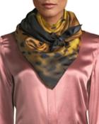 Foulard Silk Scarf With Cheetah Design