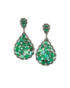 Mixed Emerald & Scalloped Diamond Drop Earrings