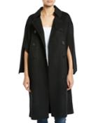 Cape-sleeve Double-breasted Pea Coat