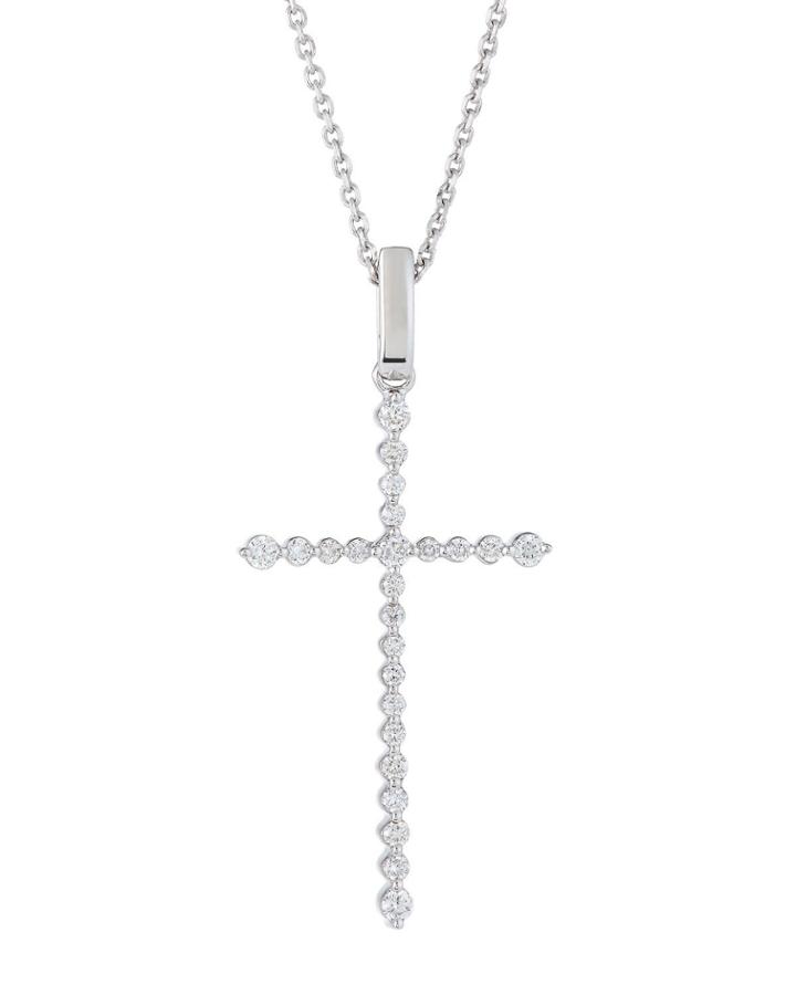 18k White Gold Diamond-bezel Cross Necklace
